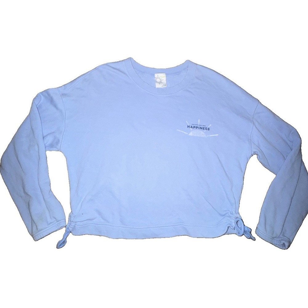 OFFLINE By Aerie Woman's Medium Blue Happiness Side Tie Cropped Sweatshirt